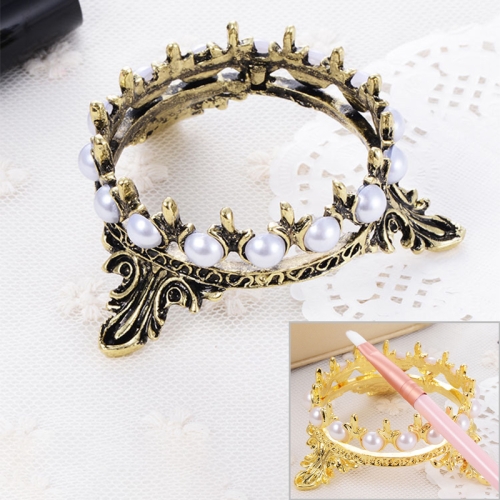 

Portable Pearls Rack Crown Novelty Home Alloy Tools Stand Nail Art Brush Pen Holder(Vintage Gold)