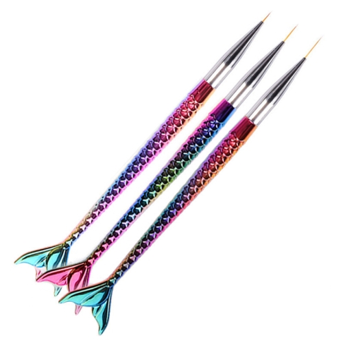 

3 PCS Nail Art Liner Painting Pen 3D Tips Drawing Line Nail Art Decoration Tool Fish Tail Gradient Pen