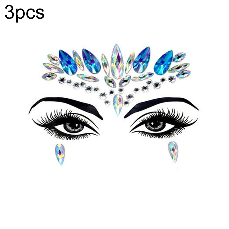 

3 PCS Forehead Green Masquerade Makeup Acrylic Face Sticker, Style:YT-01