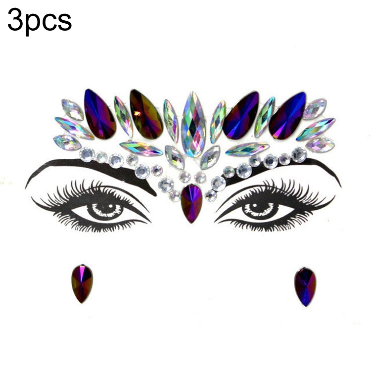 

3 PCS Forehead Green Masquerade Makeup Acrylic Face Sticker