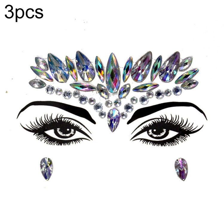 

3 PCS Forehead Green Masquerade Makeup Acrylic Face Sticker