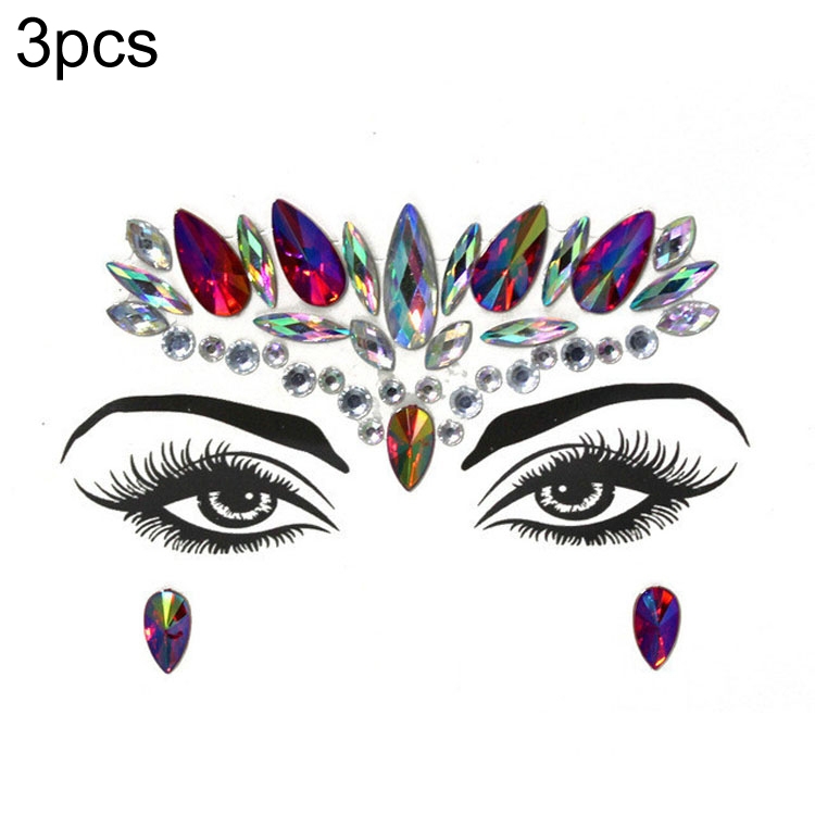 

3 PCS Forehead Green Masquerade Makeup Acrylic Face Sticker, Style:YT-01-4