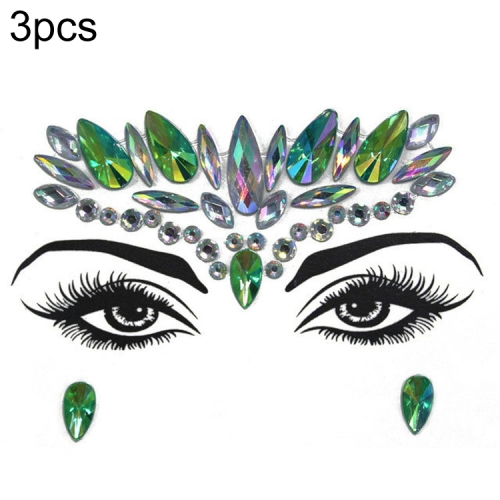 

3 PCS Forehead Green Masquerade Makeup Acrylic Face Sticker, Style:YT-01-6