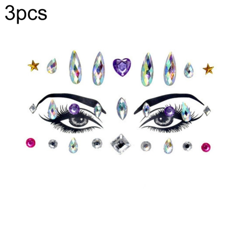 

3 PCS Forehead Green Masquerade Makeup Acrylic Face Sticker, Style:YT-10