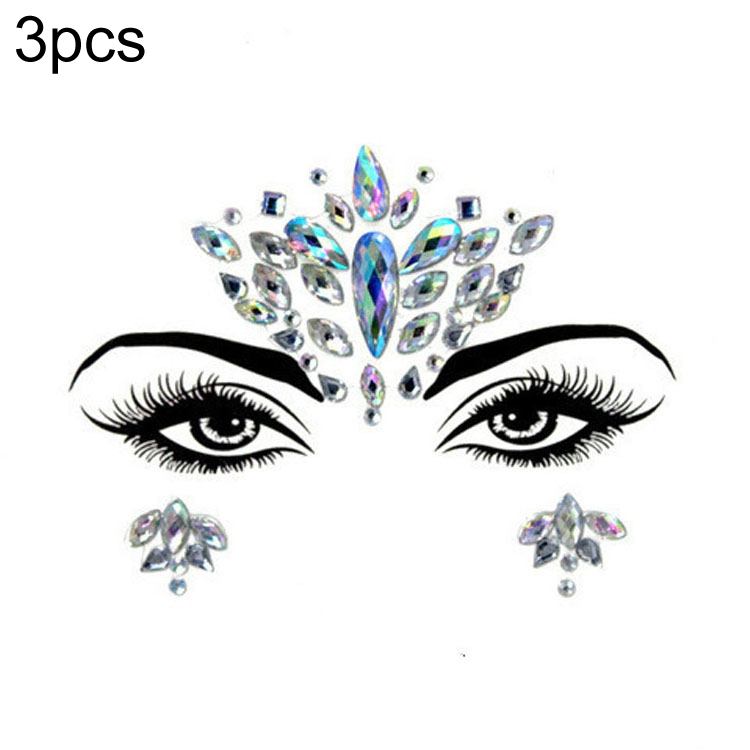 

3 PCS Forehead Green Masquerade Makeup Acrylic Face Sticker, Style:YT-14