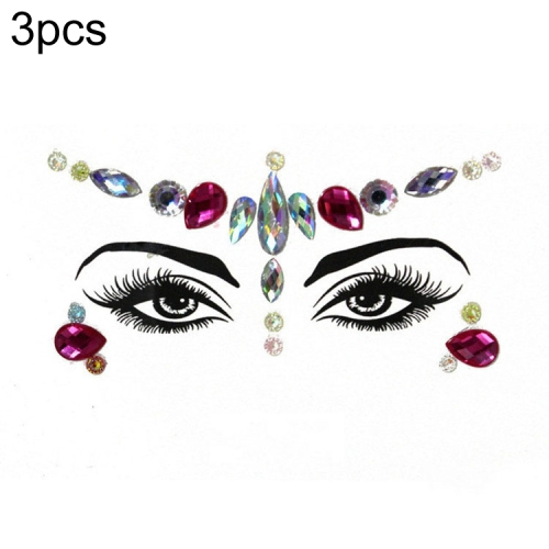 

3 PCS Forehead Green Masquerade Makeup Acrylic Face Sticker, Style:YT-20