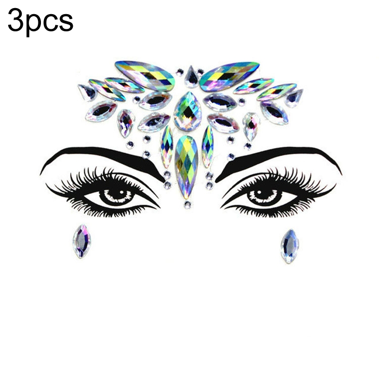 

3 PCS Forehead Green Masquerade Makeup Acrylic Face Sticker, Style:YT-28