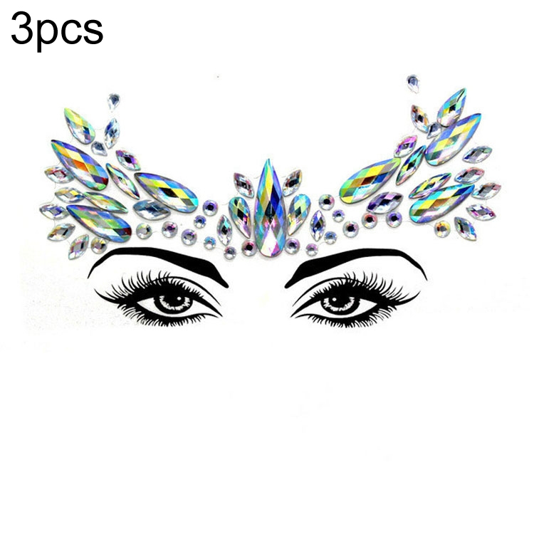 

3 PCS Forehead Green Masquerade Makeup Acrylic Face Sticker