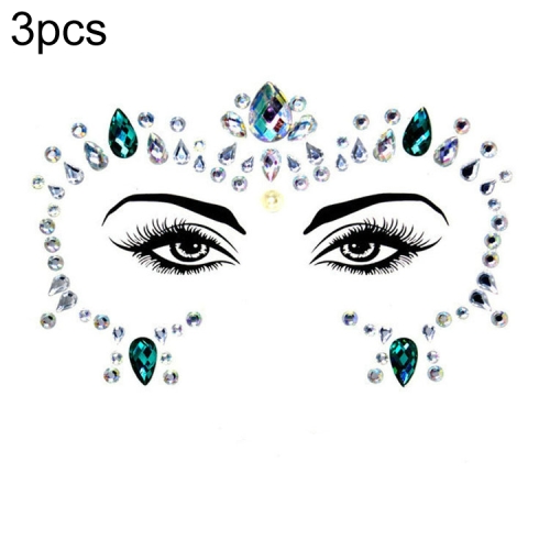 

3 PCS Forehead Green Masquerade Makeup Acrylic Face Sticker, Style:YT-31