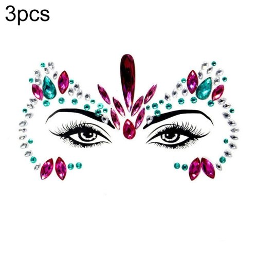 

3 PCS Forehead Green Masquerade Makeup Acrylic Face Sticker, Style:YT-32