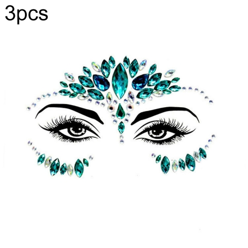 

3 PCS Forehead Green Masquerade Makeup Acrylic Face Sticker, Style:YT-36