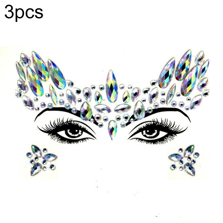 

3 PCS Forehead Green Masquerade Makeup Acrylic Face Sticker, Style:YT-37