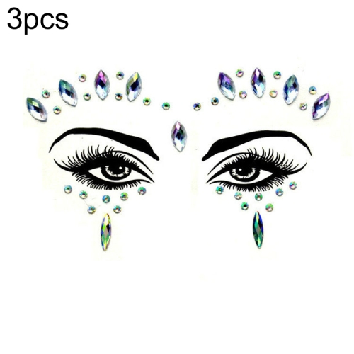 

3 PCS Forehead Green Masquerade Makeup Acrylic Face Sticker, Style:YT-39