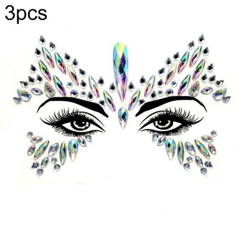 

3 PCS Forehead Green Masquerade Makeup Acrylic Face Sticker, Style:YT-41