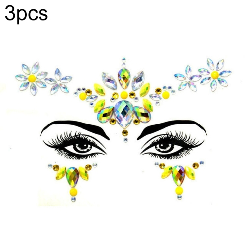 

3 PCS Forehead Green Masquerade Makeup Acrylic Face Sticker, Style:YT-44