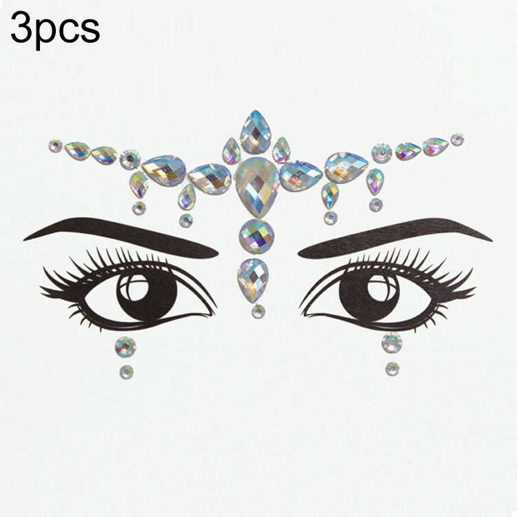 

3 PCS Forehead Green Masquerade Makeup Acrylic Face Sticker, Style:YT-49