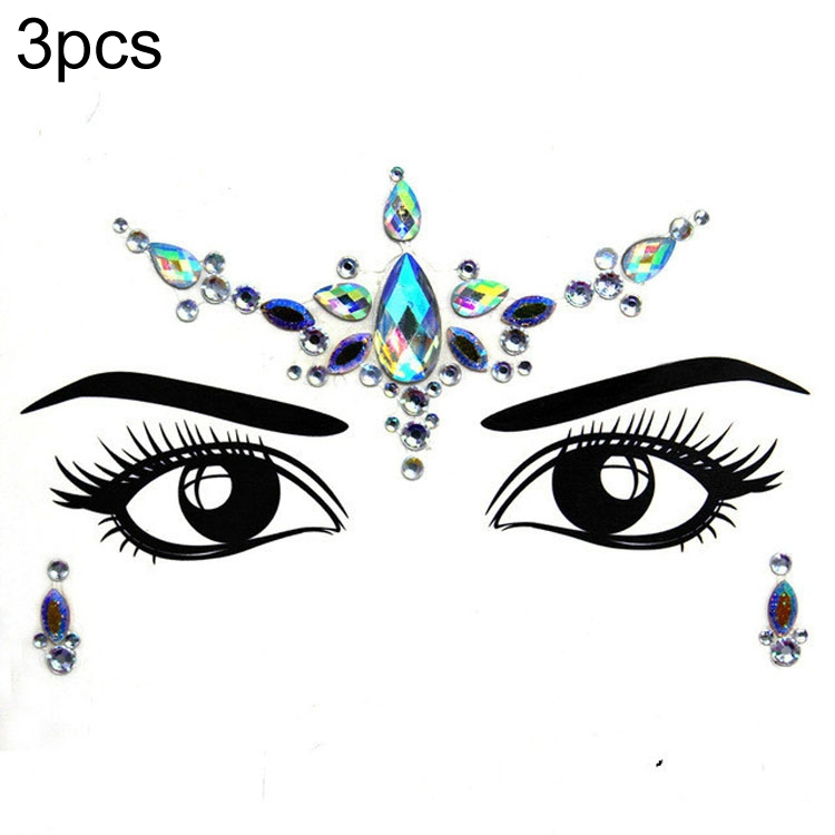 

3 PCS Forehead Green Masquerade Makeup Acrylic Face Sticker, Style:YT-52