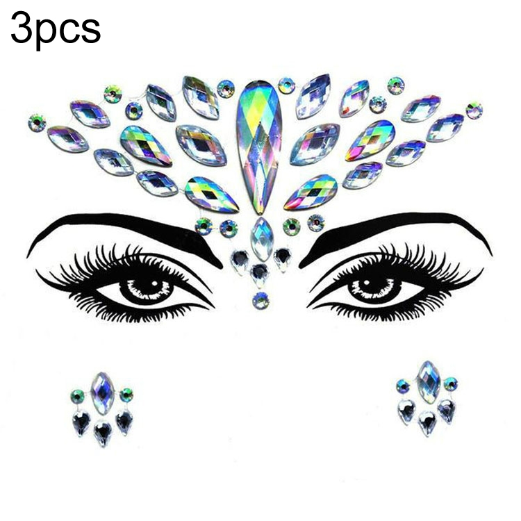 

3 PCS Forehead Green Masquerade Makeup Acrylic Face Sticker, Style:YT-56