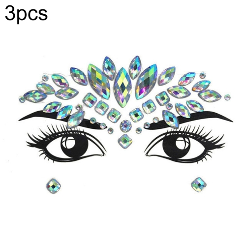 

3 PCS Forehead Green Masquerade Makeup Acrylic Face Sticker, Style:YT-57