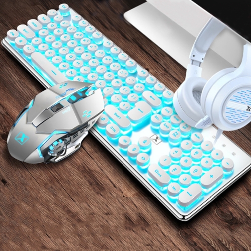 

XINMENG 620 Punk Version Manipulator Feel Luminous Gaming Keyboard + Macro Programming Mouse + Headphones Set, Colour:Crystal White Blue Light