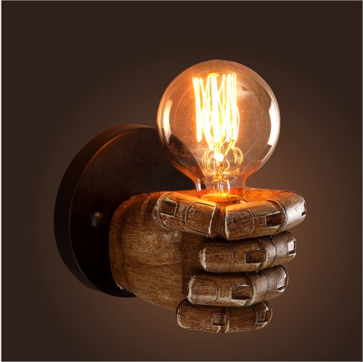 

Creative Personality Fist Wall Lamp Bedroom Bedside Restaurant Cafe Resin Decorative Antique Lamps, Type:Left Hand