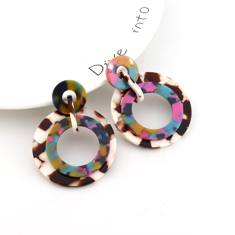 

Fashion Acrylic Circle Women Geometric Resin Colorful Drop Earrings