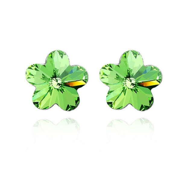 

Women Romantic Cherry Blossom Crystal Earring(Olive Green)