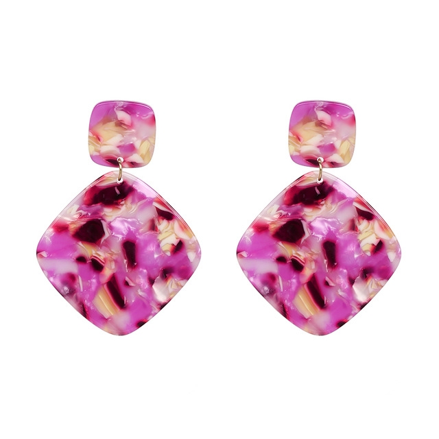 

Women Resin Geometry Acrylic Square Earrings(Purple)
