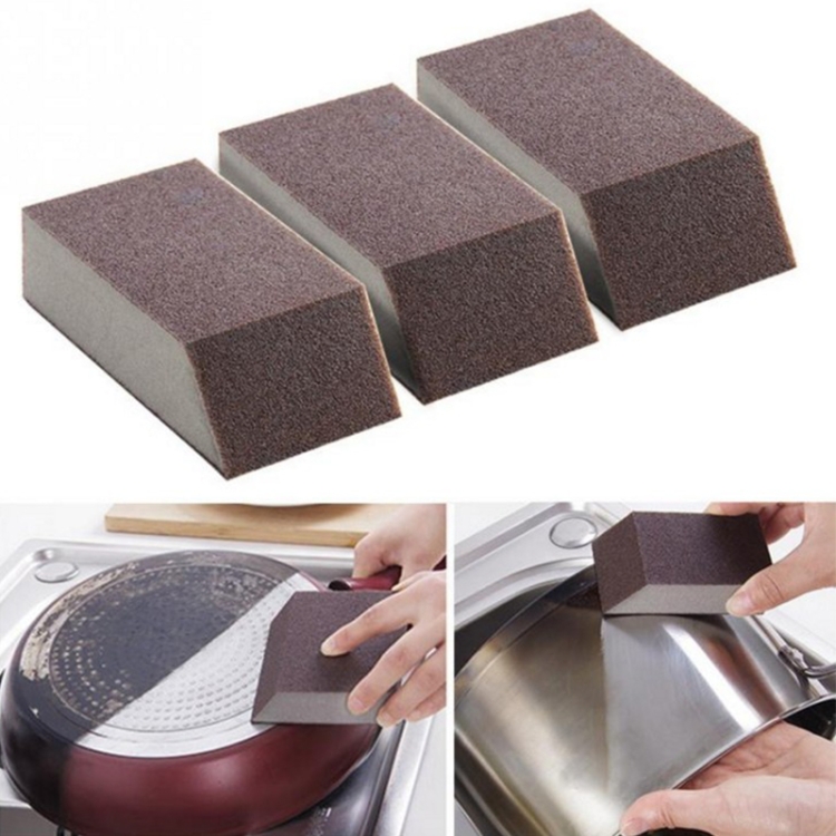 

3 PCS Sponge Brush Aluminum Oxide Emery Sponge Clean Brush Kitchen Cleaning Brush