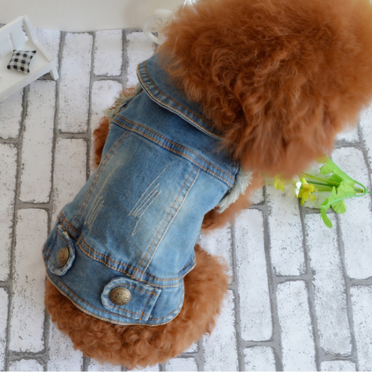 

Retro Personality Denim Small Vest Pet Dog Clothes Pet Jacket, Size:S(Light Blue)