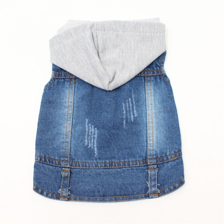 

Retro Personality Denim Small Vest Pet Dog Clothes Pet Jacket, Size:XS(With Hat)