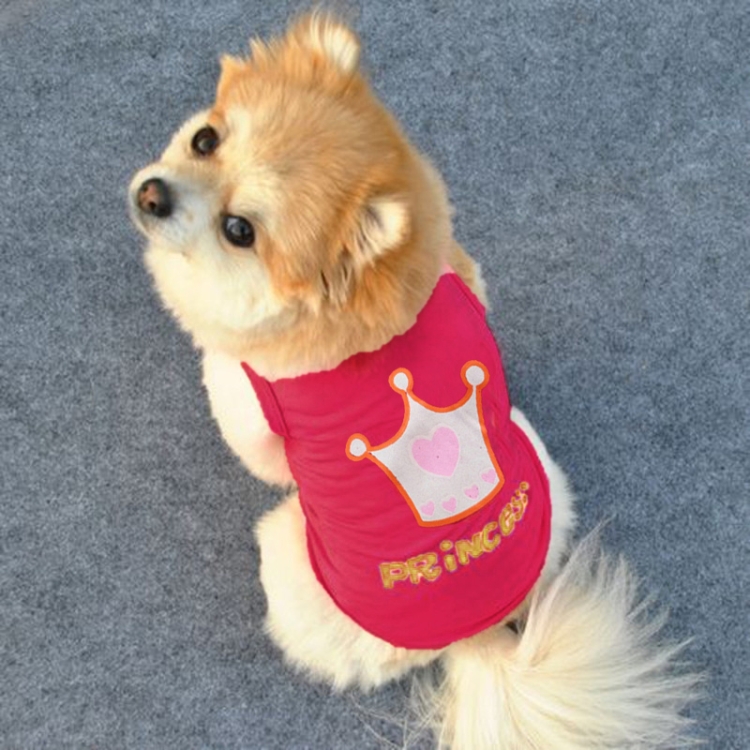 

Cute Little Pet Dog Clothes Crown Vest Pet Clothes, Size:M(Rose Red)