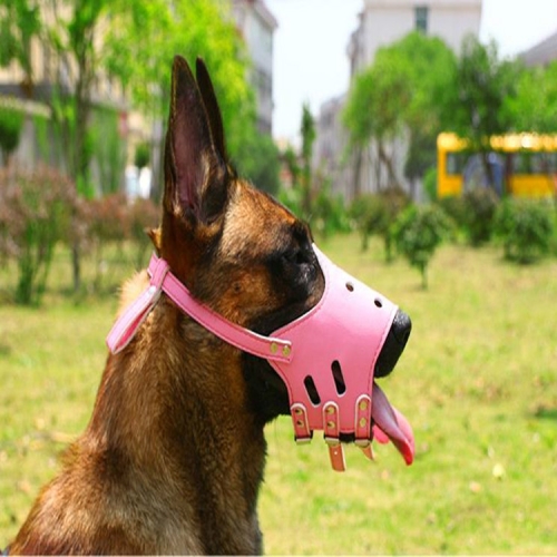 

Pet Supplies Dog Mouth Cover PU Anti-bite Anti-calling Large Dog Mask, Size:XS(Pink)