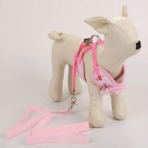 

Pet Cat Dog Harness Floral Dog Vest Walking Leads Leash, Size:L(Pink)