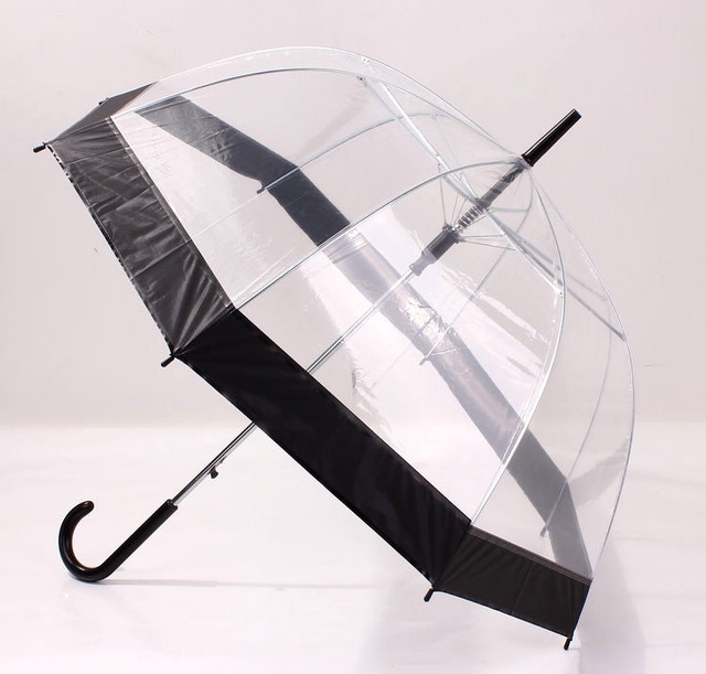 

Plastic EVA Transparent Umbrella Long Handle Umbrellas Rainproof Unbrellas(Black)