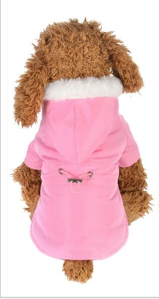 

Pet Clothes Fur Collar Waist Down Cotton Padded Dog Coat, Size:XS(Pink)