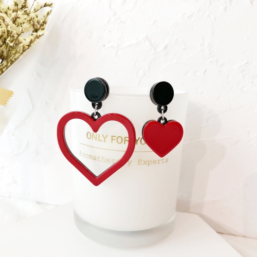 

Women Acrylic Trendy Heart Asymmetric Drops Earrings