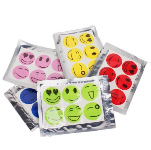 

10 PCS Mosquito Stickers DIY Mosquito Repellent Stickers Patches Cartoon Smiling Face Drive Repeller (Color Random Delivery)