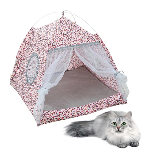 

Four Seasons Universal Cat Small Dog Tent Removable and Washable Cat Litter Pet Nest, Size:M(Leopard Grain Pink)