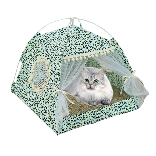 

Four Seasons Universal Cat Small Dog Tent Removable and Washable Cat Litter Pet Nest, Size:XL(Leopard Grain Green)