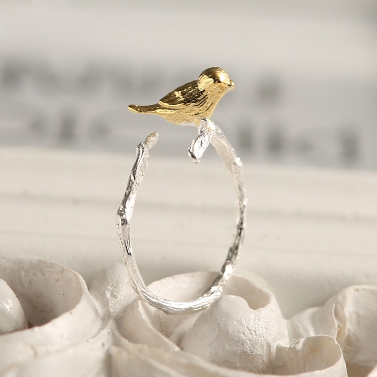 

Ethnic Style Vintage Literary Branches Bird Opening Adjustable Ring