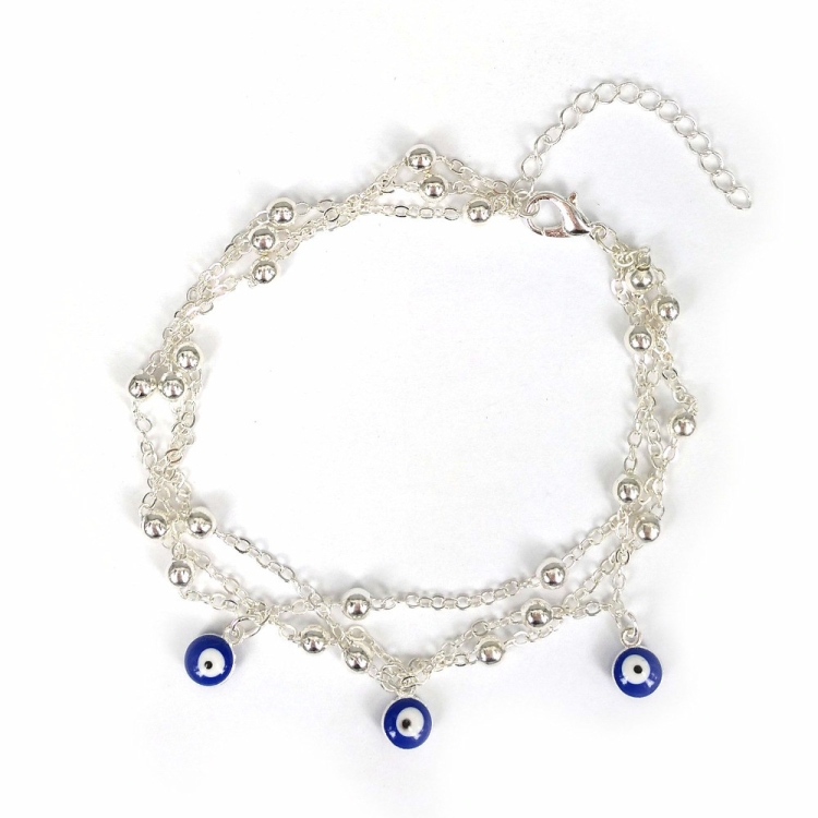 

Bohemian Blue Eye Pendant Foot Jewelry Bead Chain Beach Anklet(Silver)
