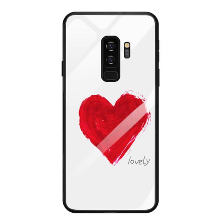 

For Galaxy S9 Plus Mobile Phone Cover Glass Painted Soft Case Edge TPU Mobile Cover Case(Love)