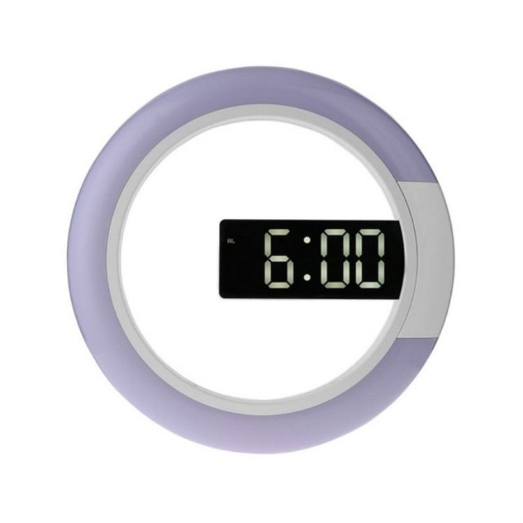 

LED Mirror Hollow Wall Clock Multicolor Switching Digital Nightlight Clock Home Living Room Decorations(White)