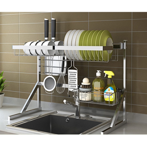 

Stainless Steel Sink Drain Dish Rack Kitchen Storage Supplies （Triangular Sink） Single Tank