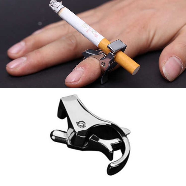 

Creative Metal Smoking Cigarette Ring Buckle(Silver)
