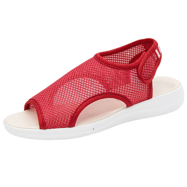 

Fish Mouth Flat Mesh Sports Shoes Breathable Sandals, Shoe Size:35(Red)