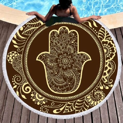 

Vintage Round Printed Beach Towel Microfiber Swimming Pool Quick-Drying Cushion, Size:150 x 150cm(Model 2)