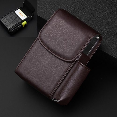 

PU Leather Cigarette Case Lighter Case Business Card Case(Lychee Pattern Coffee)