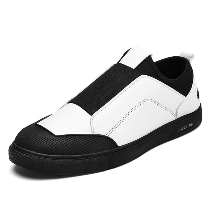 

Male Loafers Elastic Band Leather Men Shoes, Shoe Size:45(White)